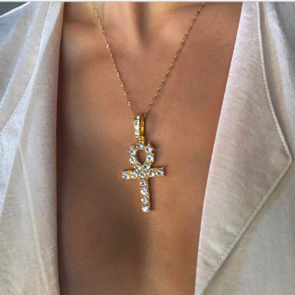Anhk necklace , iced bling anhk necklace